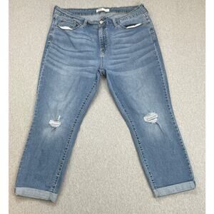 Levis Jeans Womens 18 Blue Signature Gold Distressed Cuffed Hem Boyfriend